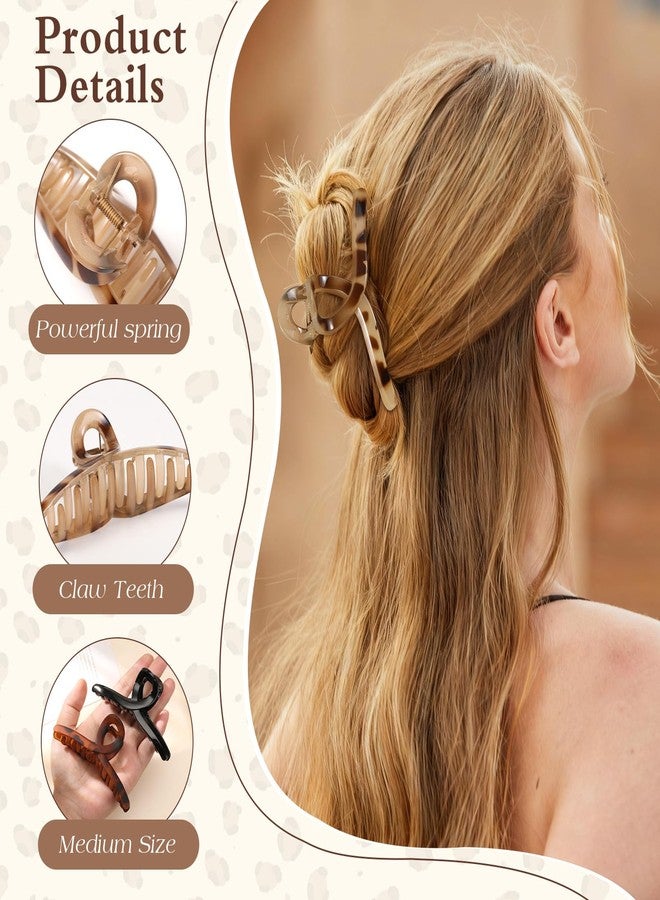 Auseibeely 6 Pcs Medium Tortoise Shell Claw Clip - 4.3 Inch Hair Clips for Women and Girls, Non-slip Butterfly Claw Clips for Thin/Medium Hair, Banana Jaw Clips Hair Accessories for Gift - Image 3